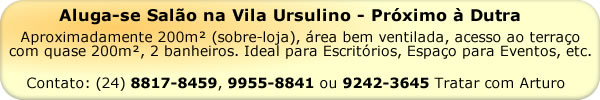 Aluguel de Sal&atilde;o na Vila Ursulino